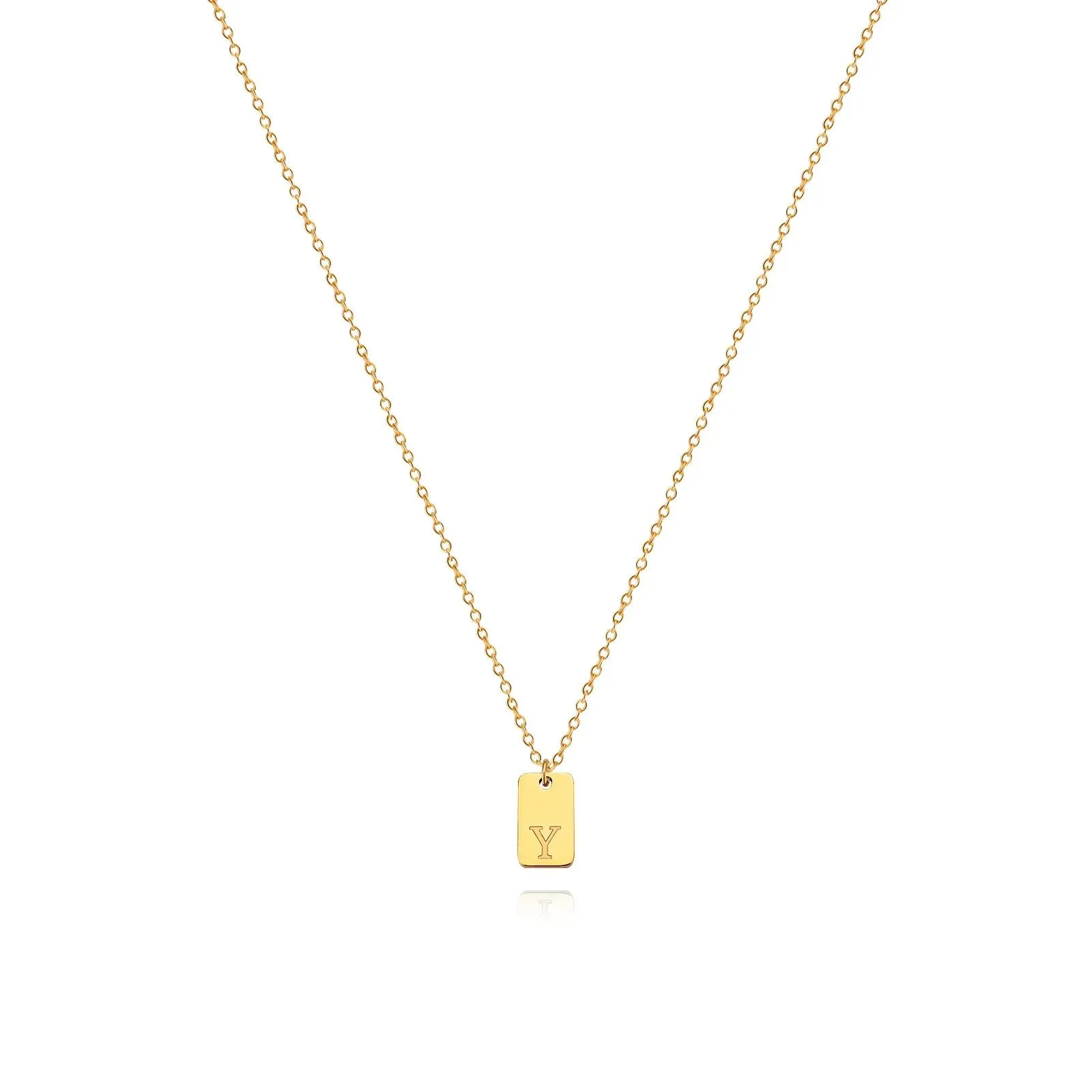 Tiny Square Initial Letter Necklaces For Women Gold Plated Stainless Steel Engraved Letter Necklace Christmas Birthday Jewelry