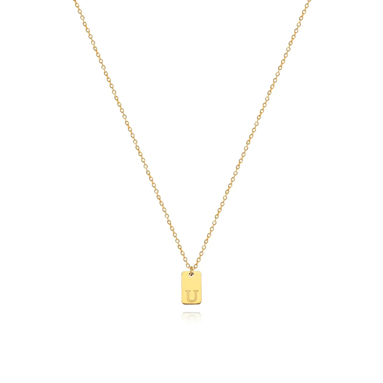 Tiny Square Initial Letter Necklaces For Women Gold Plated Stainless Steel Engraved Letter Necklace Christmas Birthday Jewelry