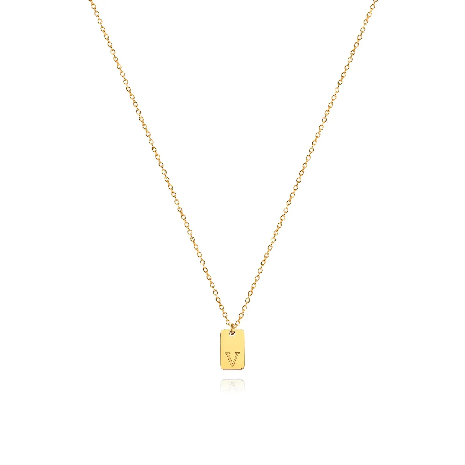 Tiny Square Initial Letter Necklaces For Women Gold Plated Stainless Steel Engraved Letter Necklace Christmas Birthday Jewelry
