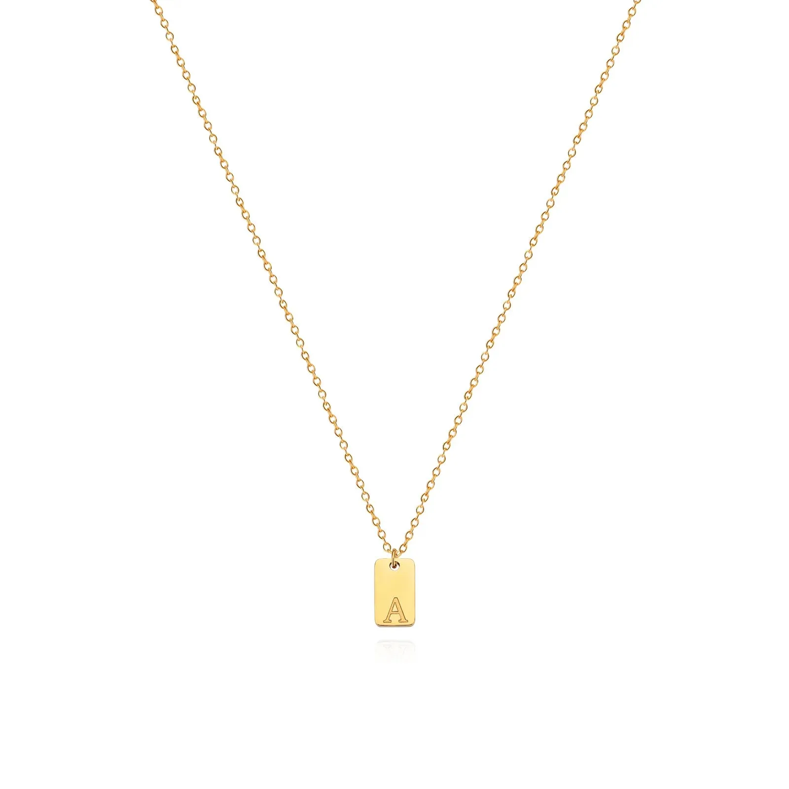 Tiny Square Initial Letter Necklaces For Women Gold Plated Stainless Steel Engraved Letter Necklace Christmas Birthday Jewelry