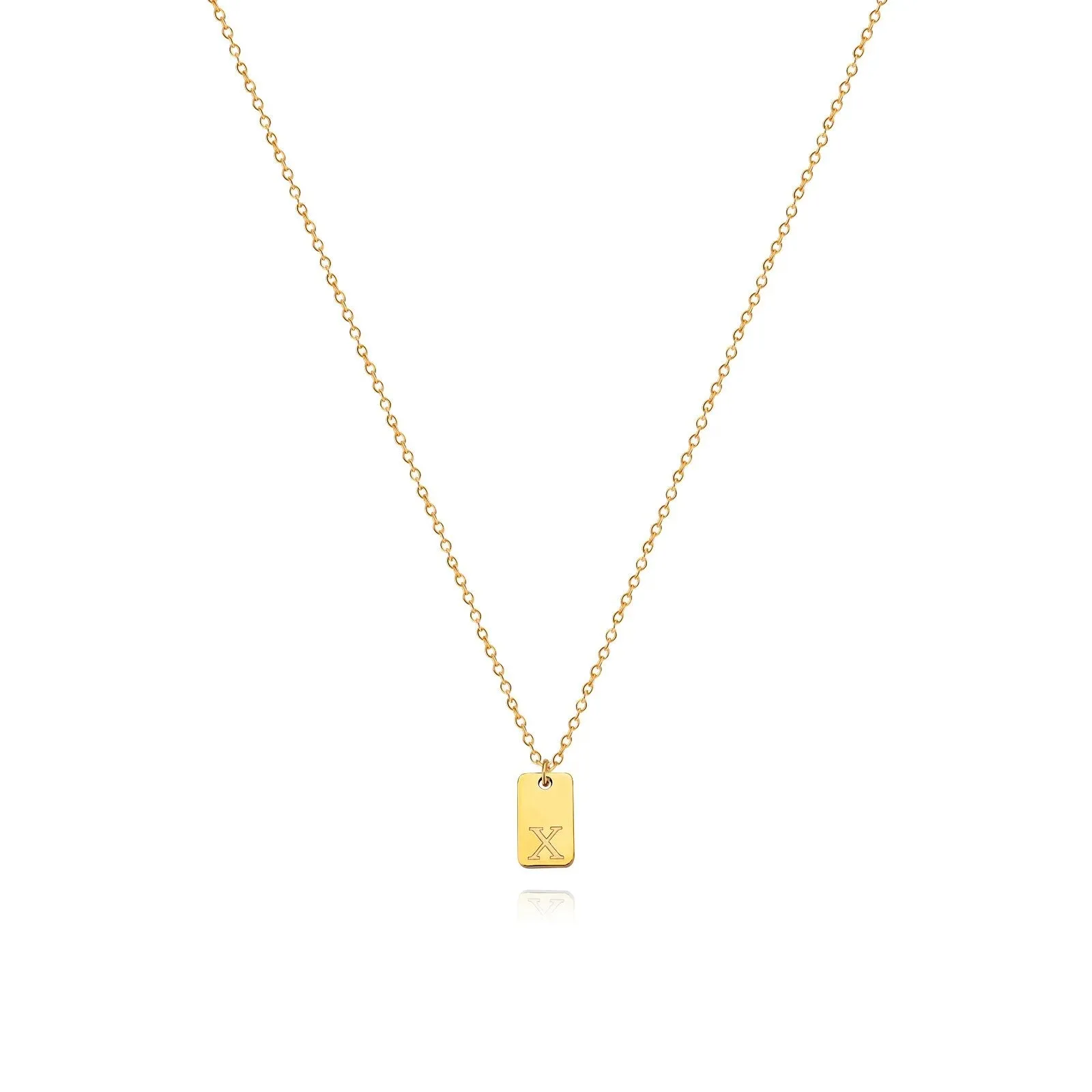 Tiny Square Initial Letter Necklaces For Women Gold Plated Stainless Steel Engraved Letter Necklace Christmas Birthday Jewelry