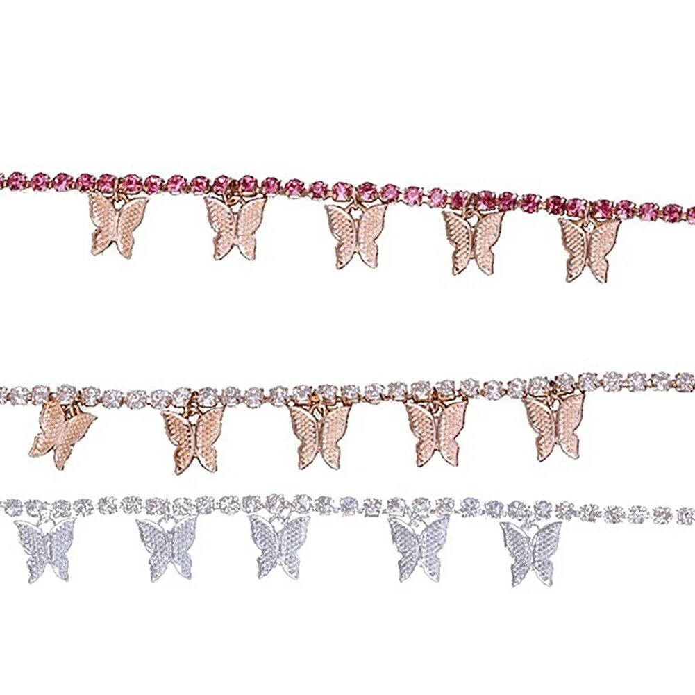 US Women Daisy Butterfly Infinite Rhinestone Crystal Anklet Ankle Bracelet Chain
