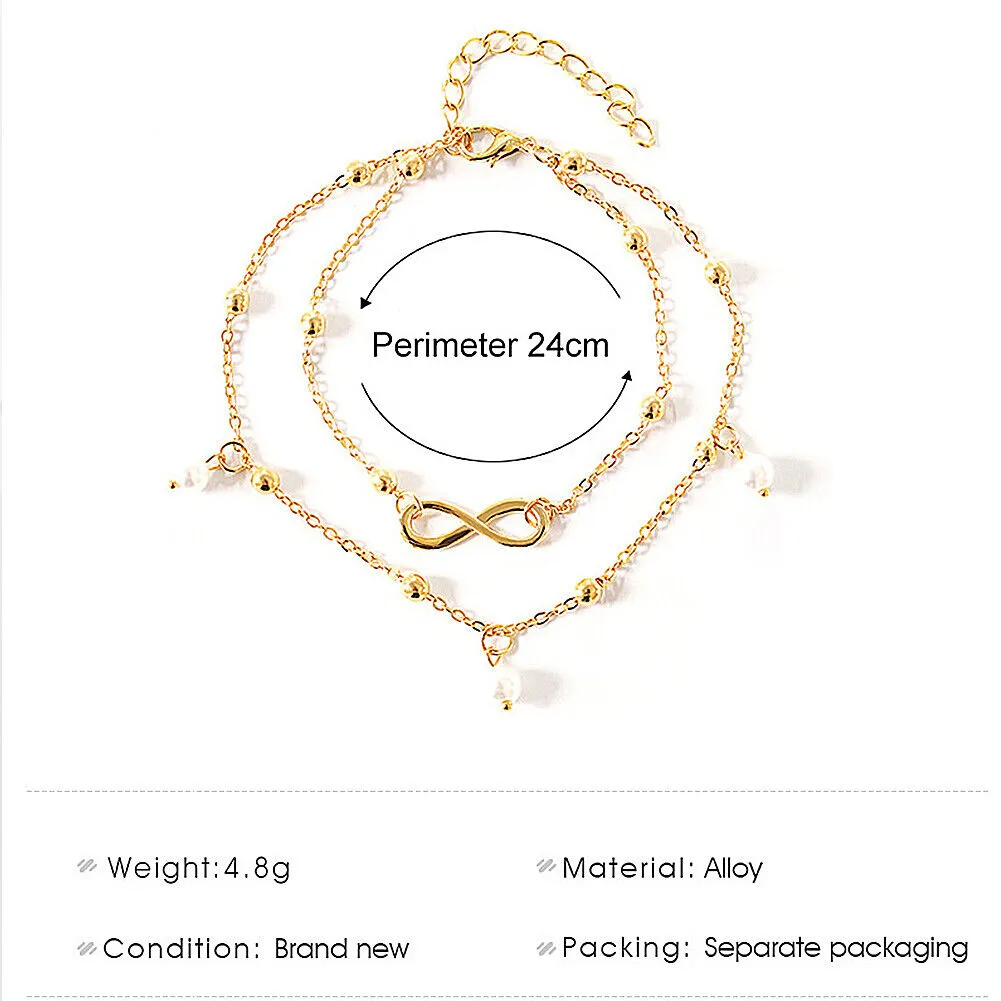 US Women Daisy Butterfly Infinite Rhinestone Crystal Anklet Ankle Bracelet Chain