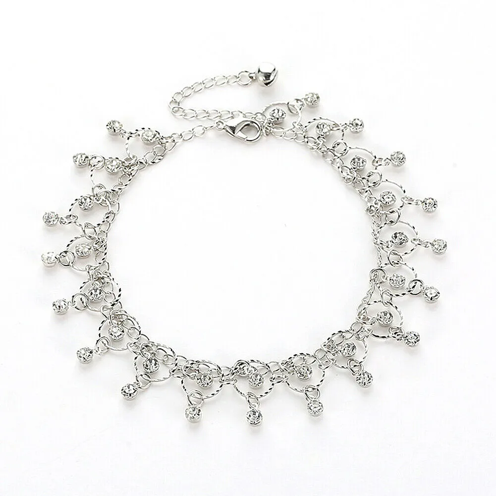 US Women Daisy Butterfly Infinite Rhinestone Crystal Anklet Ankle Bracelet Chain