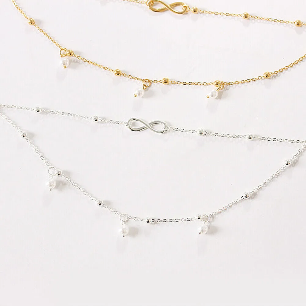 US Women Daisy Butterfly Infinite Rhinestone Crystal Anklet Ankle Bracelet Chain