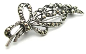 Vintage 1940s Silver Marcasite Brooch