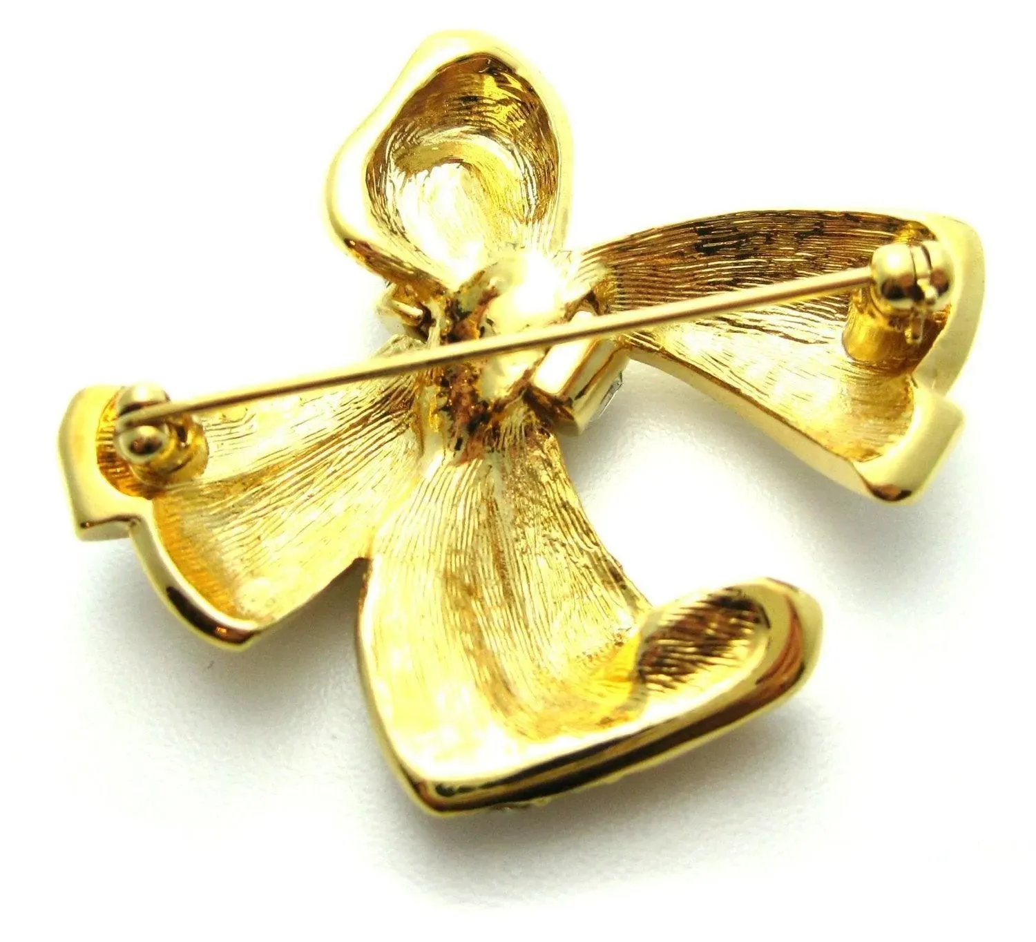 Vintage 1960s Gold & Diamante Bow Brooch