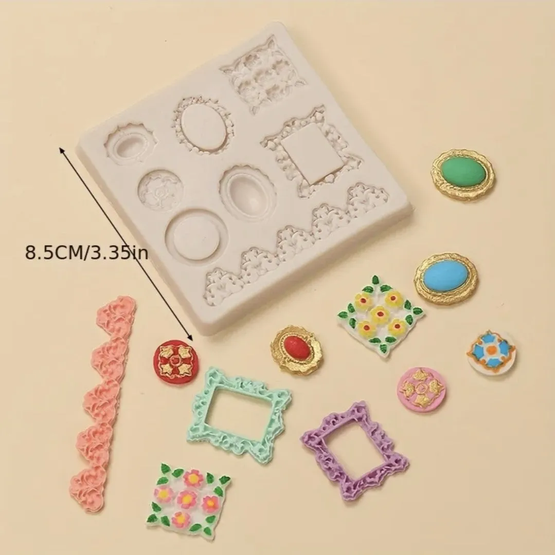 Vintage Baroque Frames & Buttons - Silicone Mold
