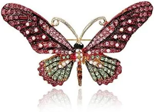Vintage Butterfly Brooch Pin - Colorful Rhinestone Crystal Brooches Decoration Gift for Women Girls