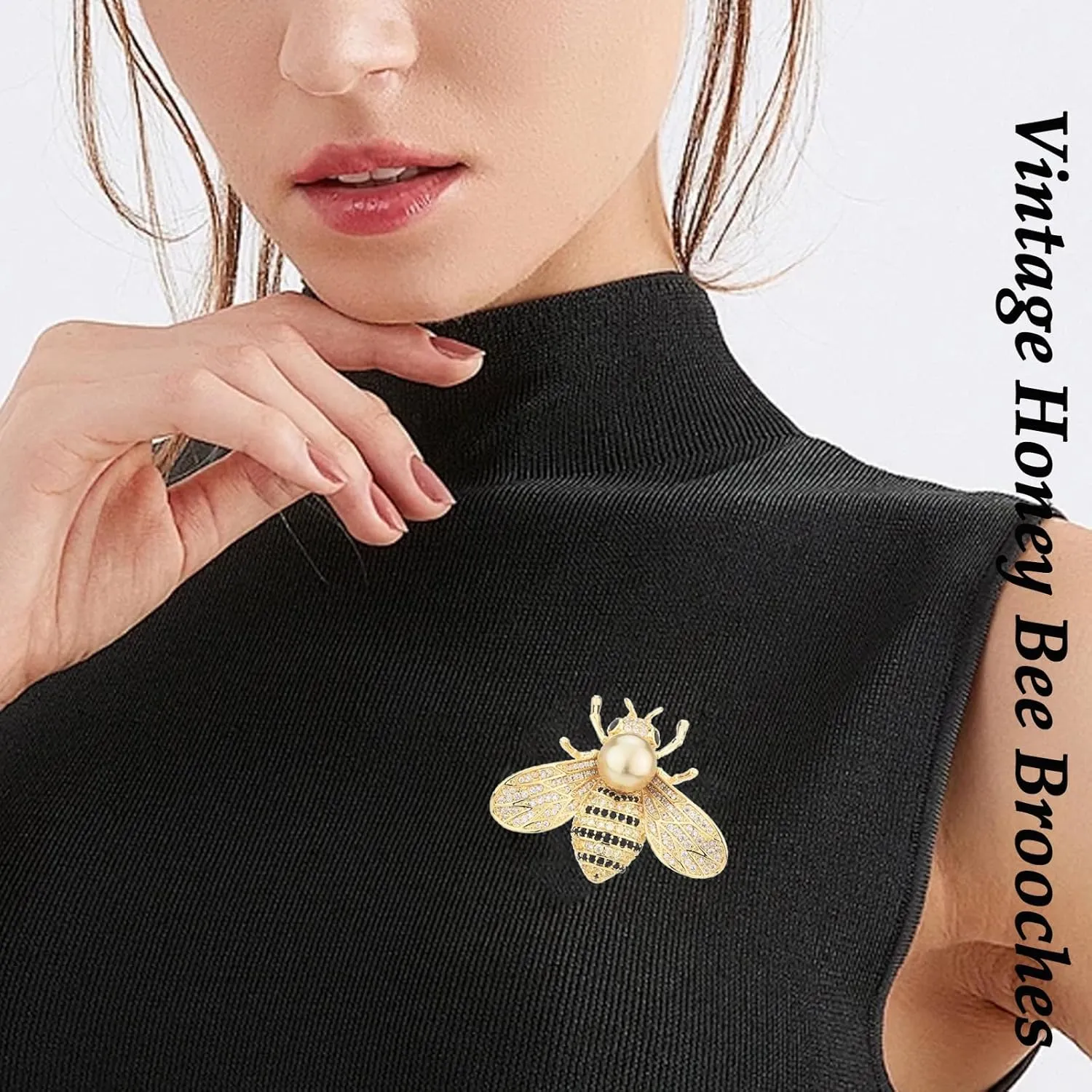 Vintage Crystal Honey Bee Brooches for Women,Sparkly Rhinestone Insect Bee Brooches Charm Faux Pearl Yellow Sun Flower Honeybee Lapel Pins Dress Suit Shirt Prom Party Jewelry