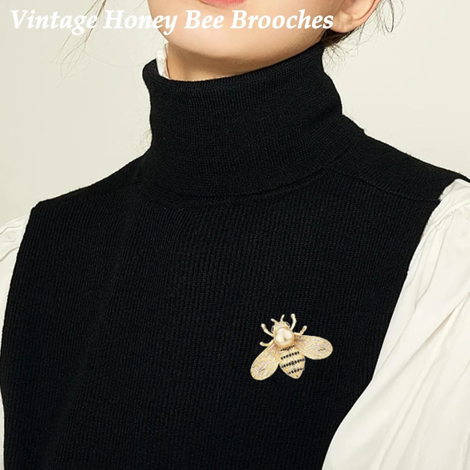Vintage Crystal Honey Bee Brooches for Women,Sparkly Rhinestone Insect Bee Brooches Charm Faux Pearl Yellow Sun Flower Honeybee Lapel Pins Dress Suit Shirt Prom Party Jewelry