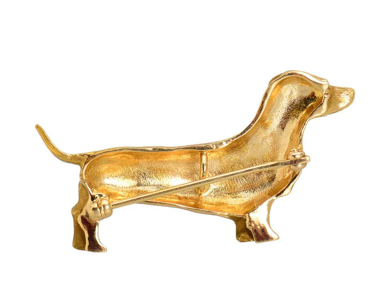 Vintage Dachshund Dog Gold Brooch