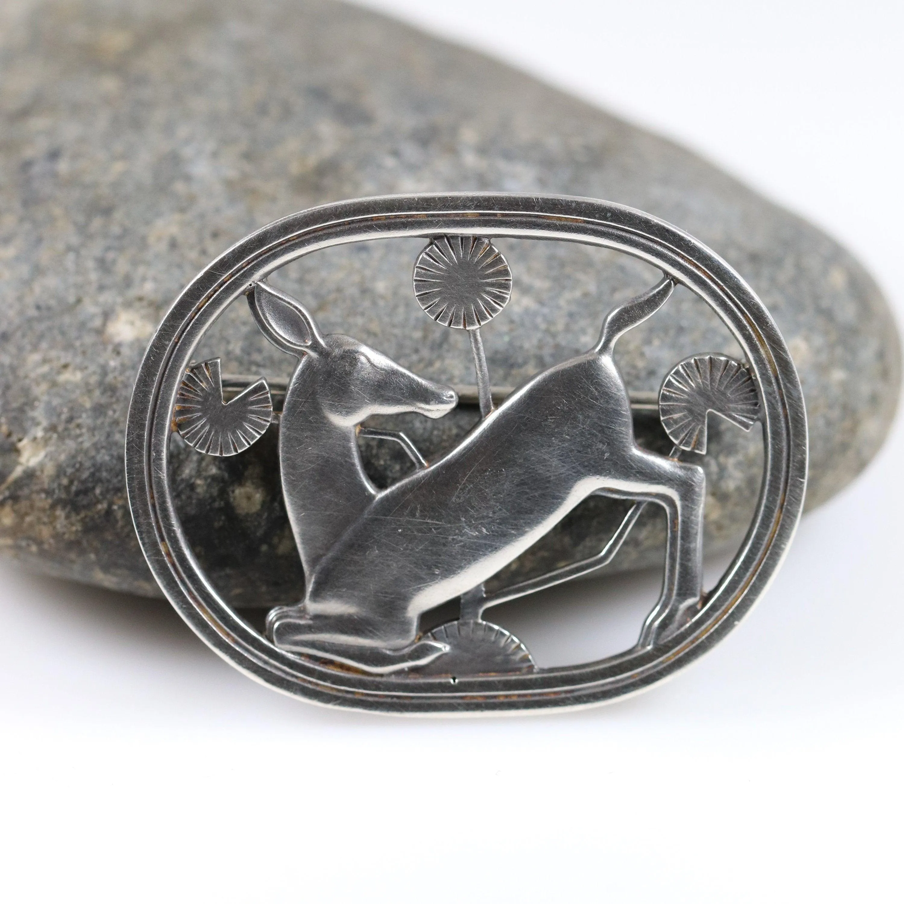 Vintage Georg Jensen Jewelry | Arno Malinowski Kneeling Deer Brooch 256