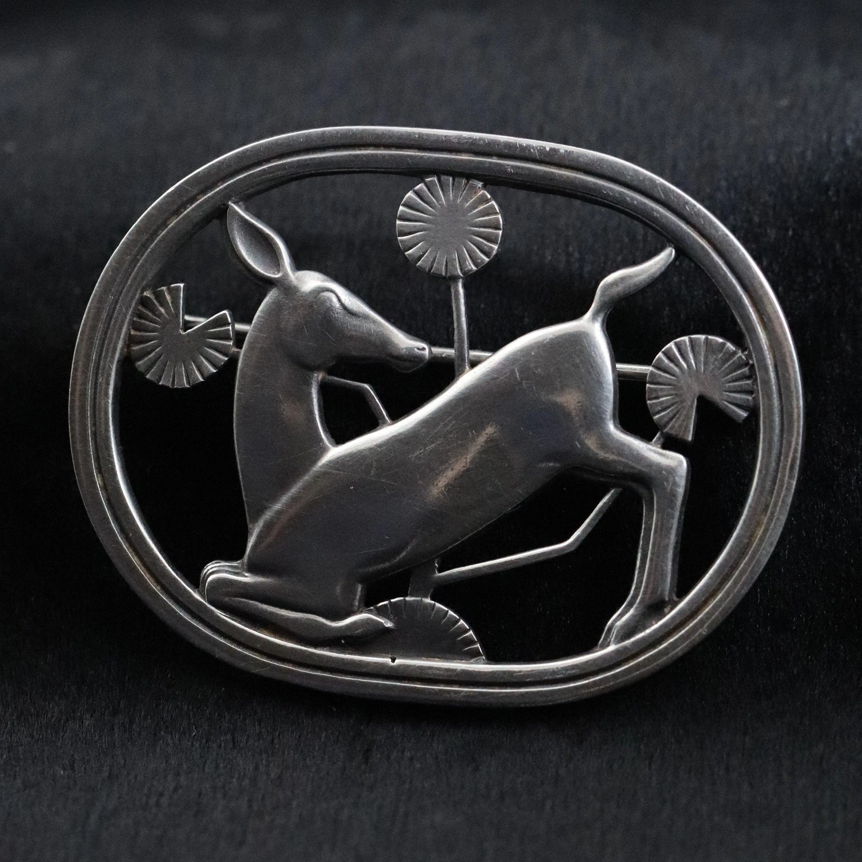 Vintage Georg Jensen Jewelry | Arno Malinowski Kneeling Deer Brooch 256