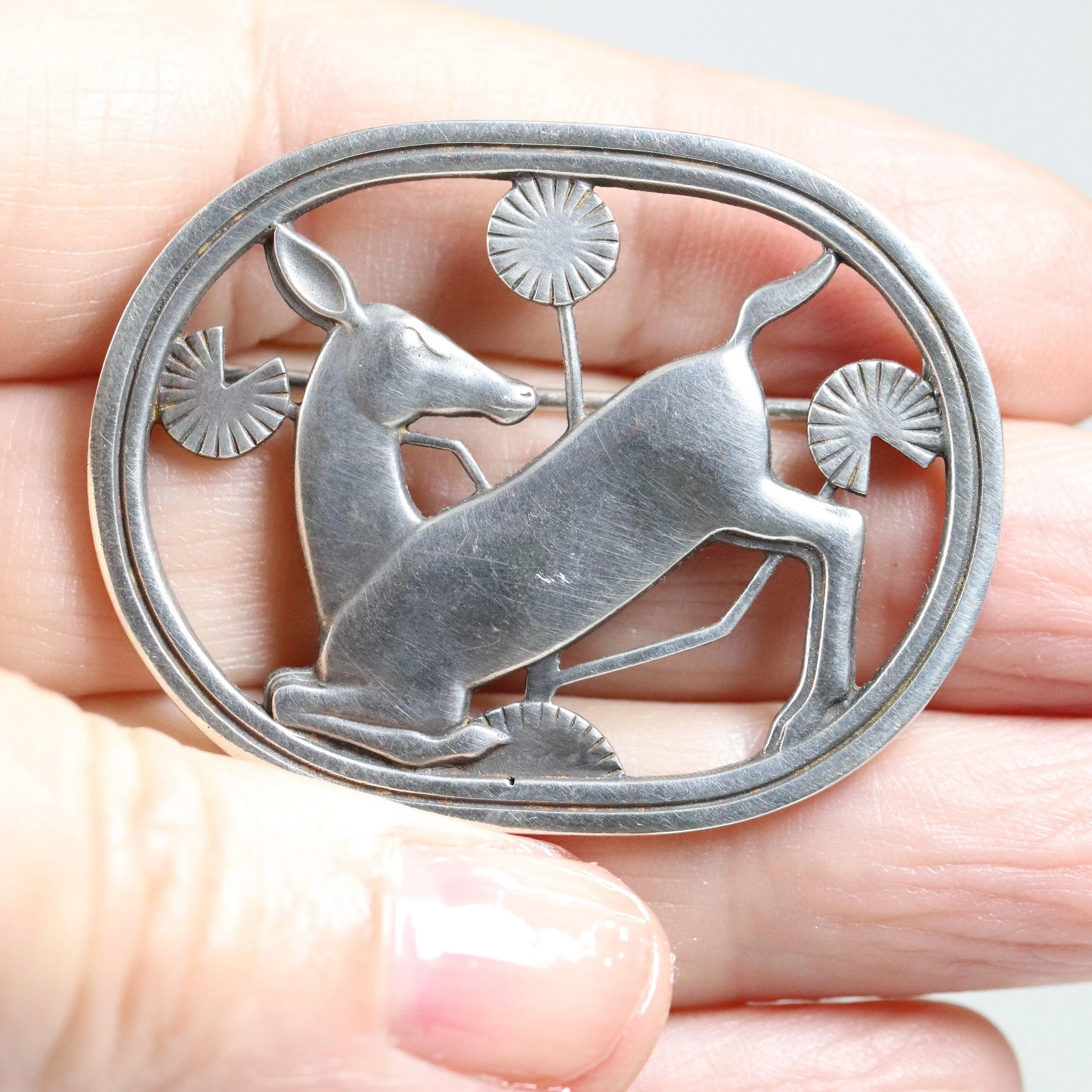 Vintage Georg Jensen Jewelry | Arno Malinowski Kneeling Deer Brooch 256