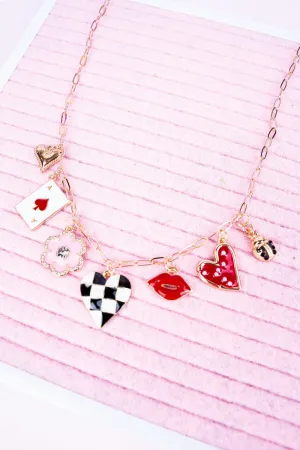 Viola Hearts and Spades Goldtone Charm Necklace
