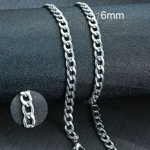 Vnox Men's Cuban Link Chain Necklace Stainless Steel Gold Black Color