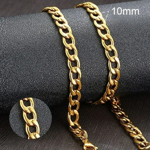 Vnox Men's Cuban Link Chain Necklace Stainless Steel Gold Black Color