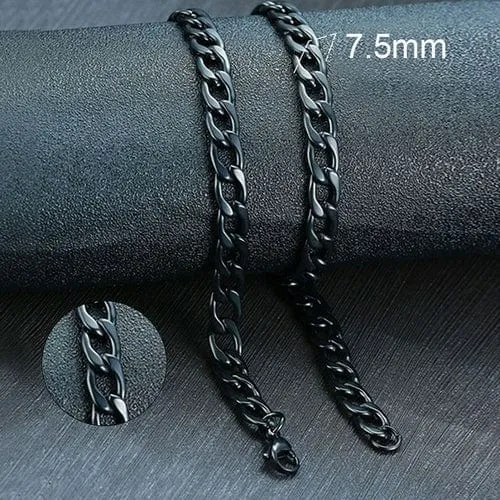 Vnox Men's Cuban Link Chain Necklace Stainless Steel Gold Black Color