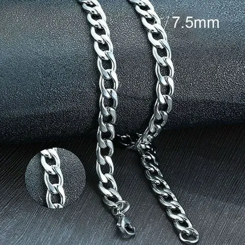 Vnox Men's Cuban Link Chain Necklace Stainless Steel Gold Black Color
