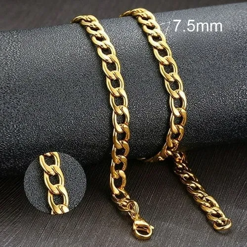 Vnox Men's Cuban Link Chain Necklace Stainless Steel Gold Black Color