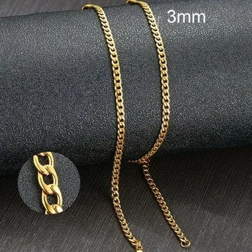 Vnox Men's Cuban Link Chain Necklace Stainless Steel Gold Black Color