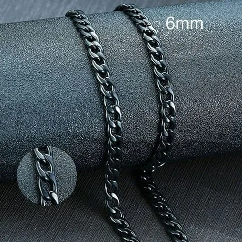 Vnox Men's Cuban Link Chain Necklace Stainless Steel Gold Black Color