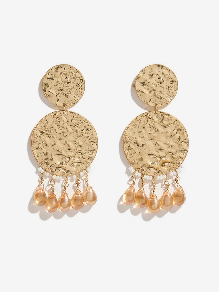 Westside Accessories Gold Gemstone Round Dangler Earrings