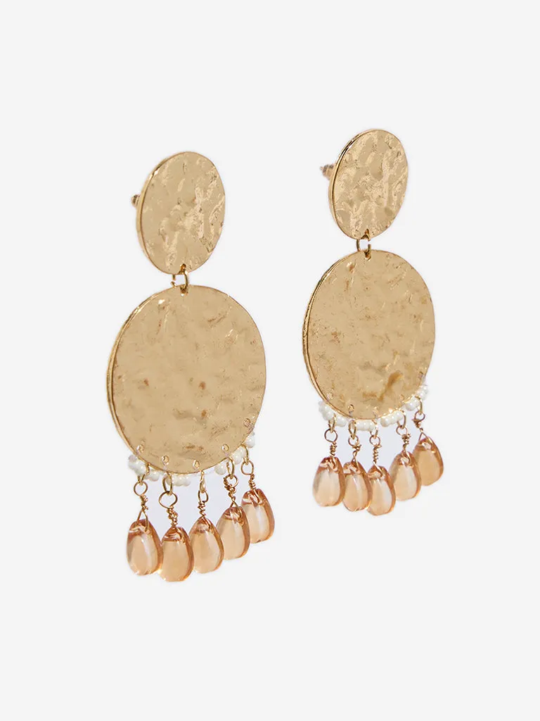 Westside Accessories Gold Gemstone Round Dangler Earrings