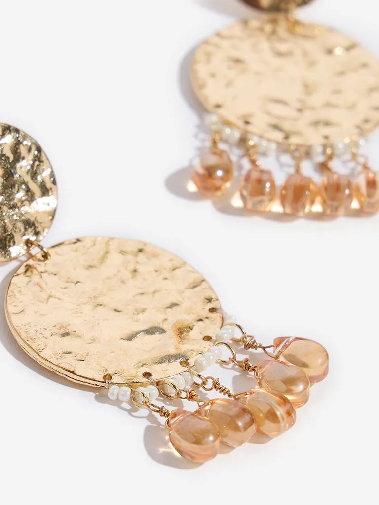 Westside Accessories Gold Gemstone Round Dangler Earrings