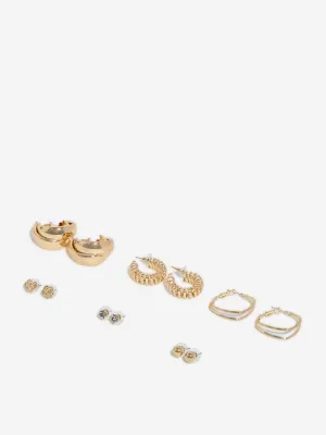 Westside Accessories Gold Stud and Hoop Earrings - Pack of 6