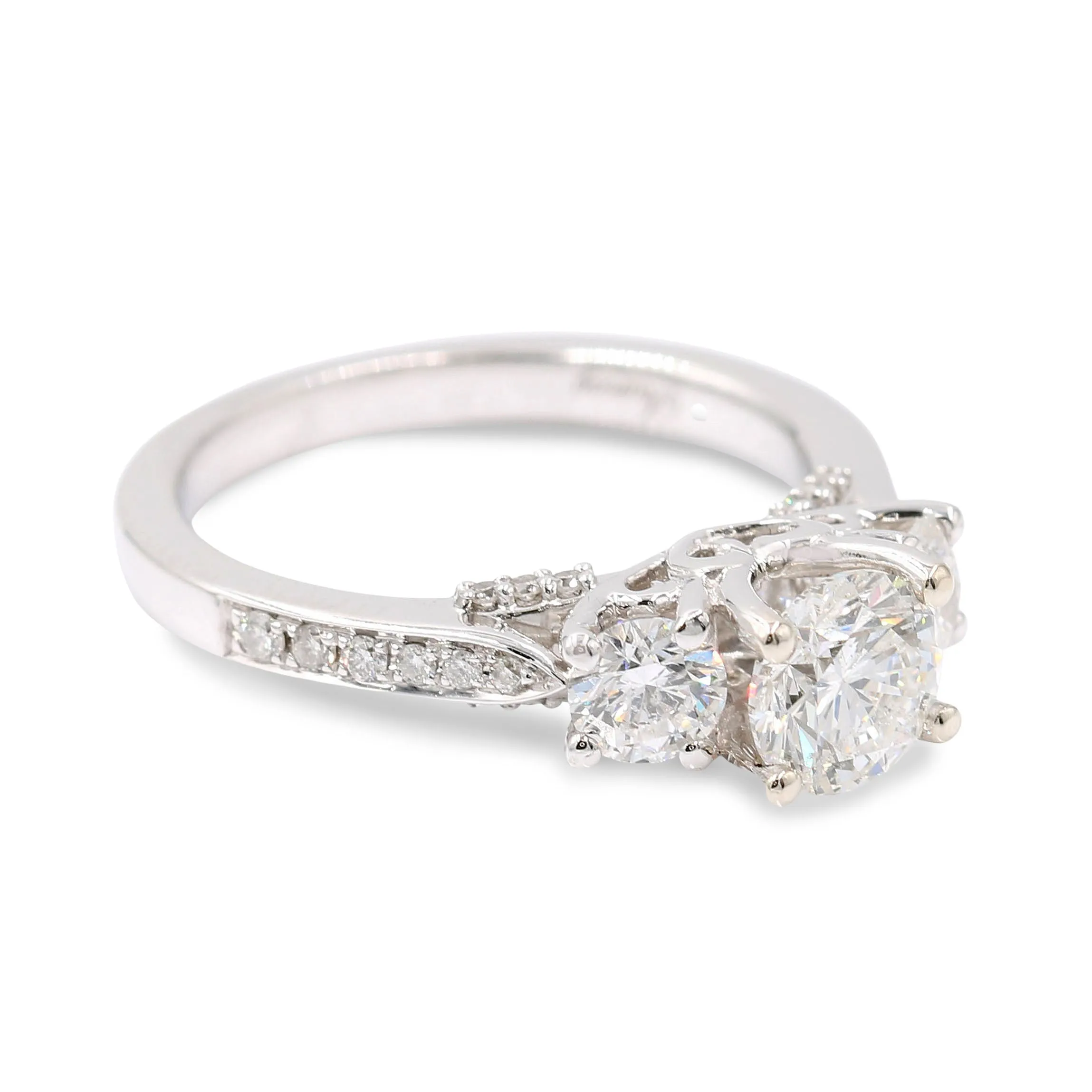 White 14 Karat 3 Stone Diamond Engagement Ring