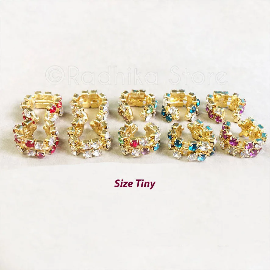White Diamond Rhinestone Bangles/Anklets - Set of 2 - 5 Sizes