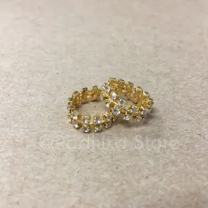 White Diamond Rhinestone Bangles/Anklets - Set of 2 - 5 Sizes