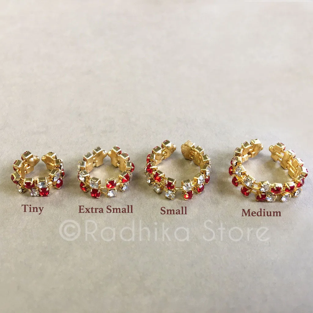 White Diamond Rhinestone Bangles/Anklets - Set of 2 - 5 Sizes
