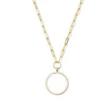 White Pendant Necklace With Paperclip Chain