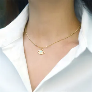 Wholesale Enamel Devil Eye Exaggerate Trendy Collarbone Gold Plated Necklaces