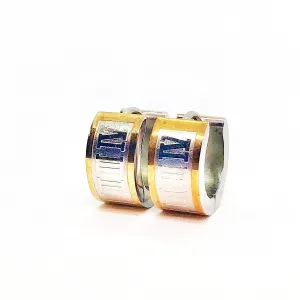 Wide Roman Numeral Stainless Steel Huggie Hoop Earrings
