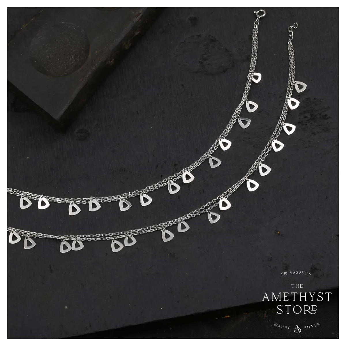 Winking Silver Anklets