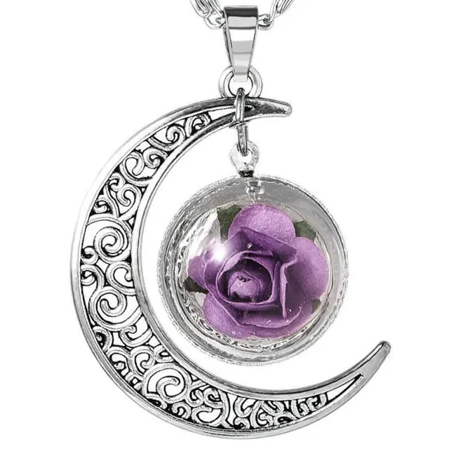 Women Jewelry Collares Flowers Glass Necklace&Pendant Vintage Long Chain Choker Necklace