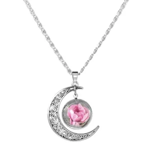 Women Jewelry Collares Flowers Glass Necklace&Pendant Vintage Long Chain Choker Necklace