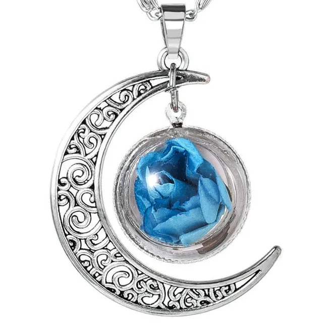 Women Jewelry Collares Flowers Glass Necklace&Pendant Vintage Long Chain Choker Necklace