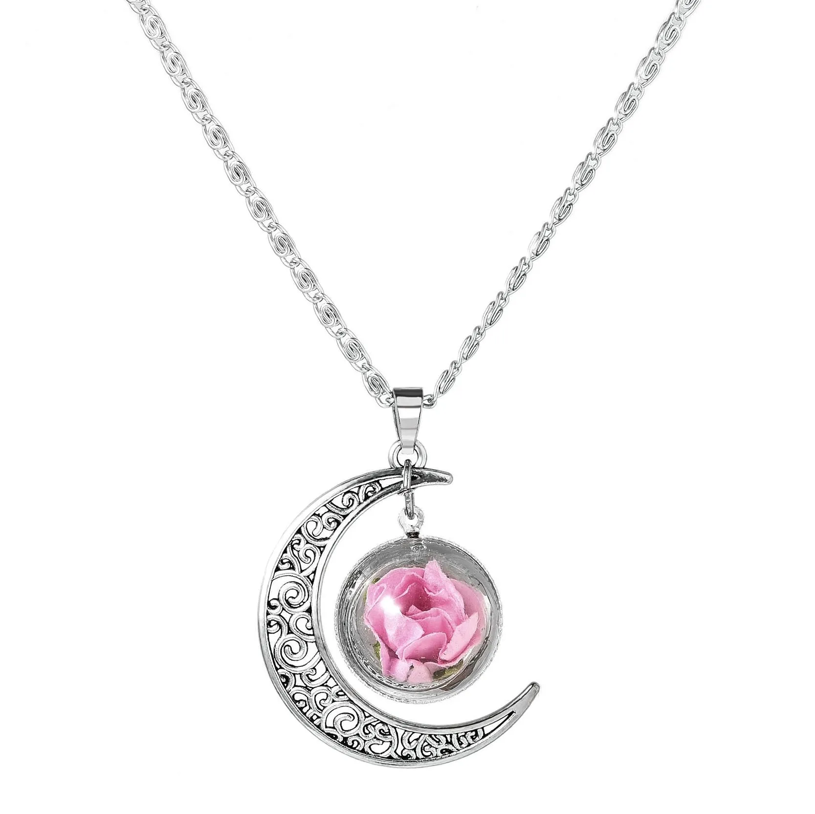 Women Jewelry Collares Flowers Glass Necklace&Pendant Vintage Long Chain Choker Necklace
