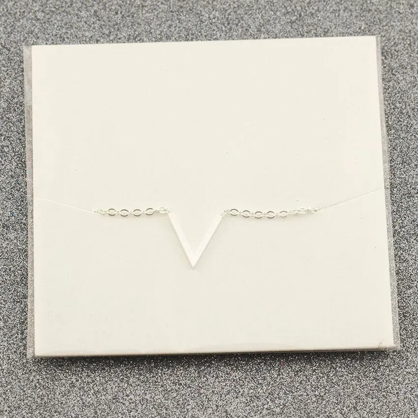 Women Simple Chevron V Shaped Necklace Stainless