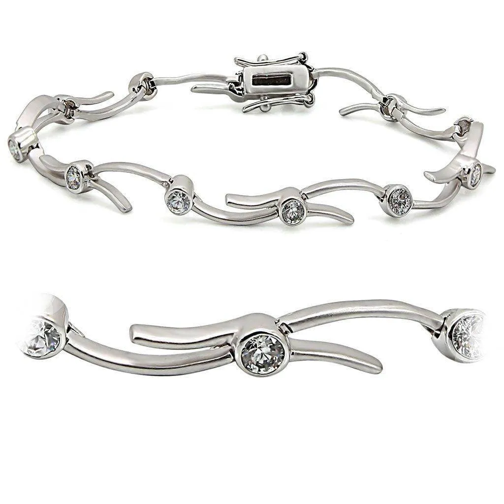 Women's Bracelets - LO1404 - Matte Rhodium & Rhodium Brass