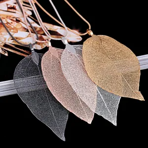 Womens Sweater Coat  Special Leaves Long Chain Jewelry Necklaces