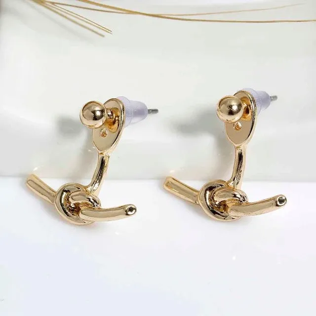 Wren Modern Minimalist Knot Ear Jacket Earrings