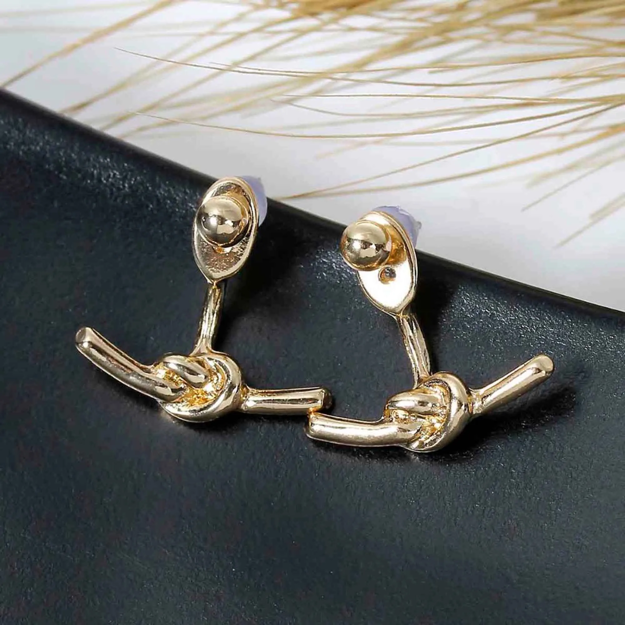 Wren Modern Minimalist Knot Ear Jacket Earrings