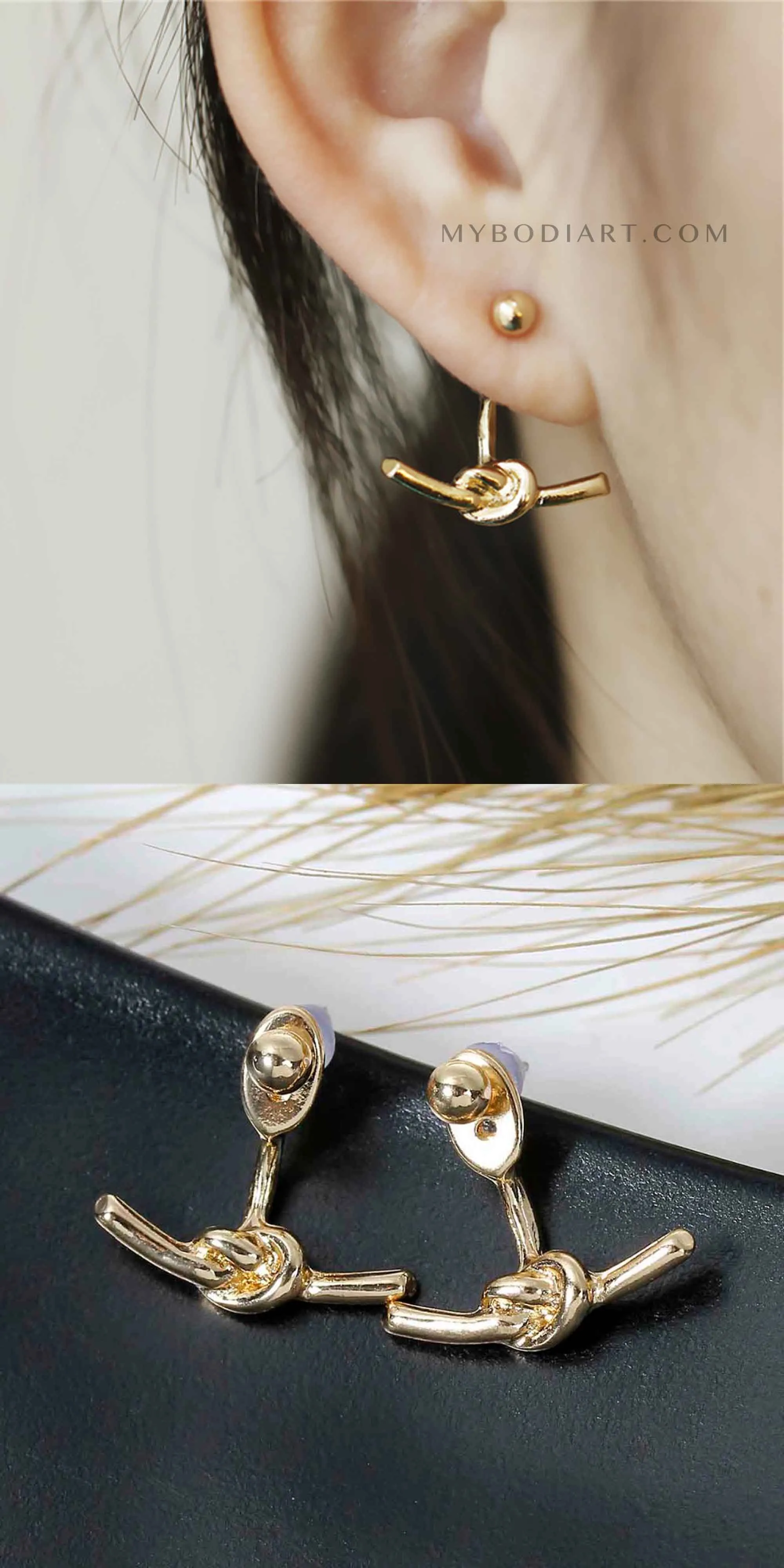 Wren Modern Minimalist Knot Ear Jacket Earrings