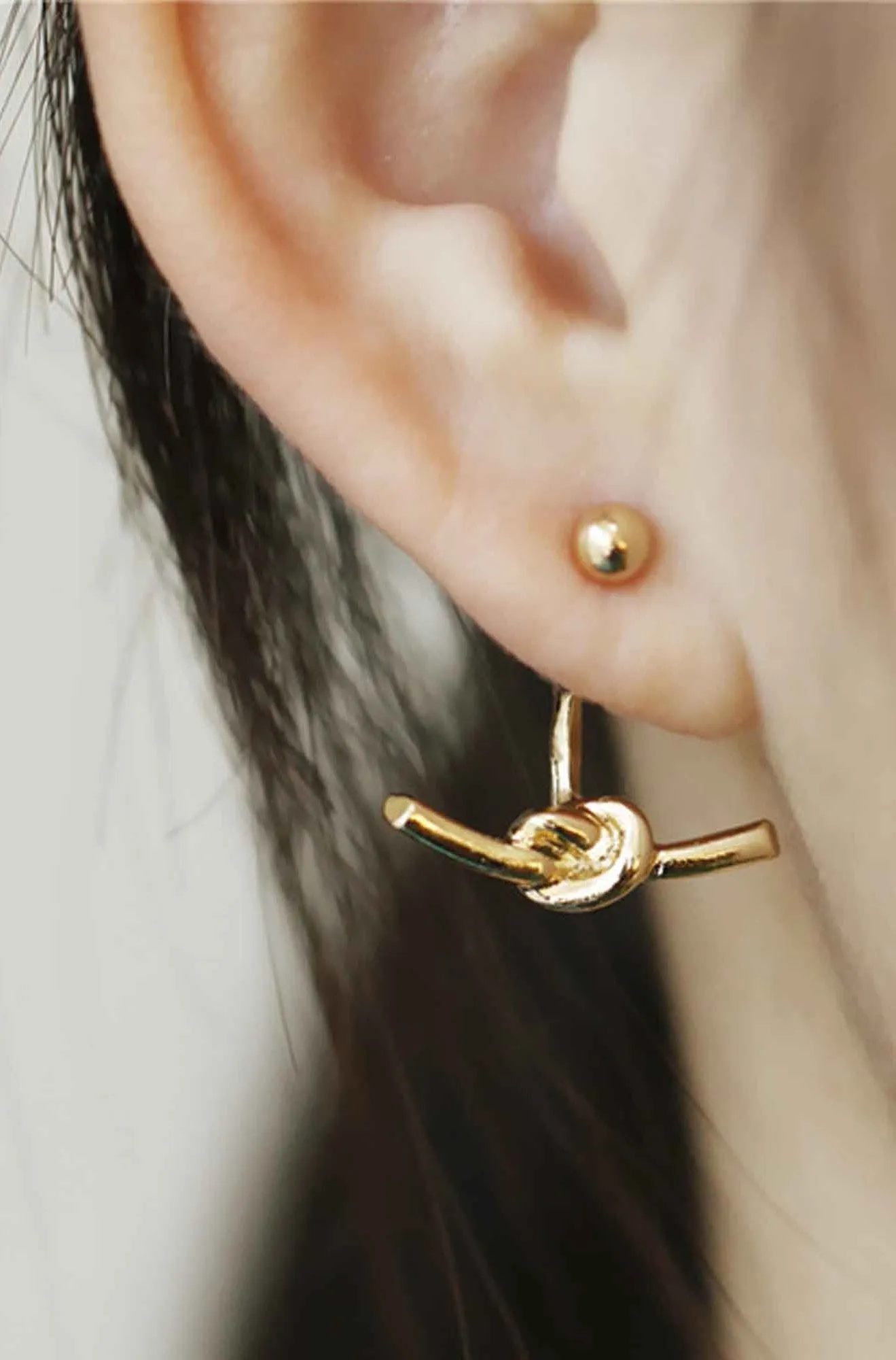 Wren Modern Minimalist Knot Ear Jacket Earrings